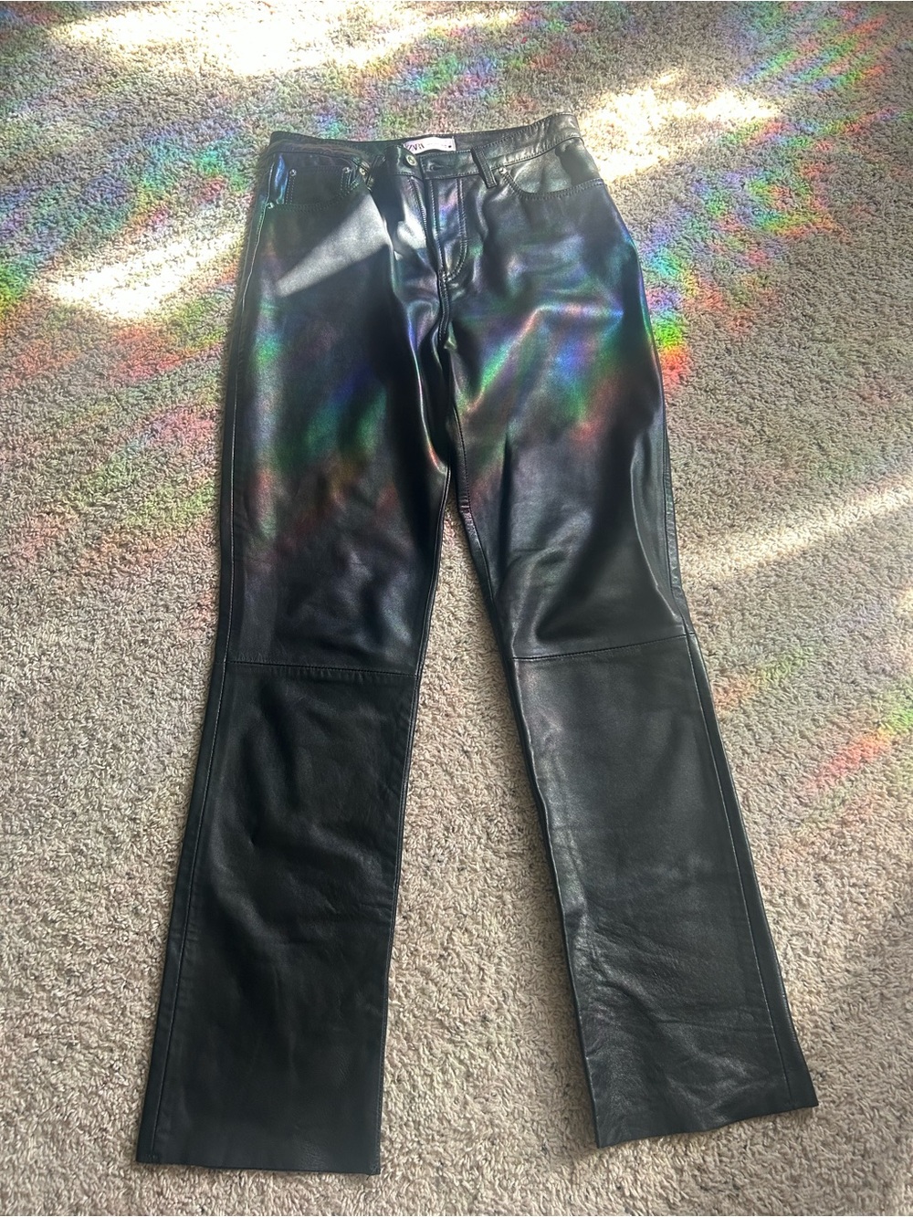 Black ZARA Faux Leather Women's Jeans